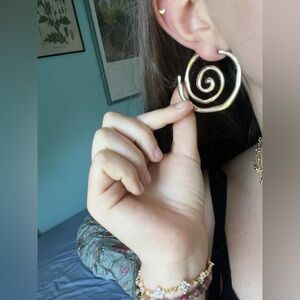 Prada Gold Spiral Hoop Earrings